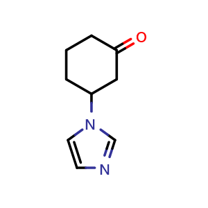 Chemical structure of 3-(1H-imidazol-1-yl)cyclohexanone , CAS 505062-29-3, AChemBlock O29844