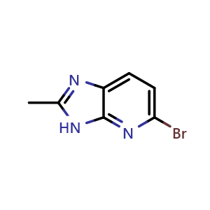 Chemical structure of 5-Bromo-2-methyl-3H-imidazo[4,5-b]pyridine , CAS 219762-28-4, AChemBlock O29853