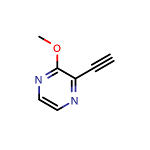 Chemical structure of 2-ethynyl-3-methoxypyrazine , CAS 1357945-86-8, AChemBlock O29878