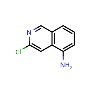 Chemical structure of 3-chloroisoquinolin-5-amine , CAS 58142-49-7, AChemBlock O29882