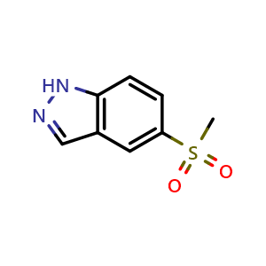 Chemical structure of 5-(methylsulfonyl)-1H-indazole , CAS 1268816-48-3, AChemBlock O29886
