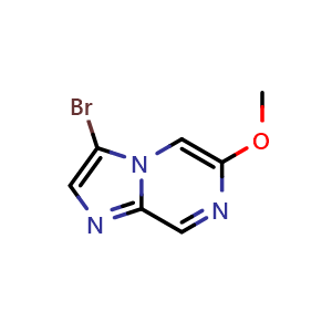 Chemical structure of 3-bromo-6-methoxyimidazo[1,2-a]pyrazine , CAS 1276056-77-9, AChemBlock O29901