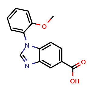 Chemical structure of 1-(2-methoxyphenyl)-1H-benzo[d]imidazole-5-carboxylic acid , CAS 442531-57-9, AChemBlock O29908