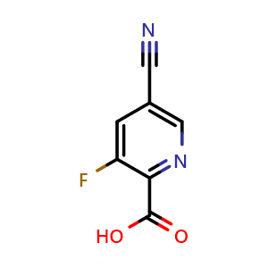 Chemical structure of 5-cyano-3-fluoropyridine-2-carboxylic acid , CAS 1200498-46-9, AChemBlock O29919