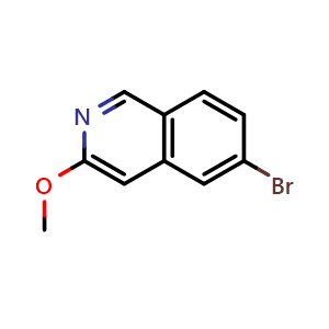 Chemical structure of 6-bromo-3-methoxyisoquinoline , CAS 1330750-63-4, AChemBlock O29932