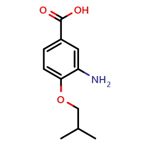 Chemical structure of 3-amino-4-isobutoxybenzoic acid , CAS 1096806-43-7, AChemBlock O29944