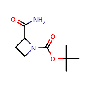 Chemical structure of tert-butyl 2-carbamoylazetidine-1-carboxylate , CAS 1219220-82-2, AChemBlock O29947