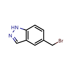 Chemical structure of 5-(bromomethyl)-1H-indazole , CAS 496842-04-7, AChemBlock O29952