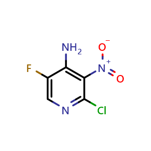 Chemical structure of 2-chloro-5-fluoro-3-nitropyridin-4-amine , CAS 405230-90-2, AChemBlock O29966