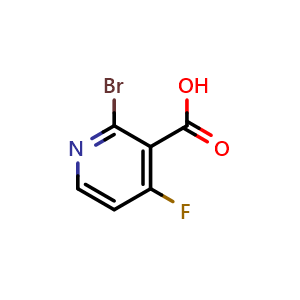 Chemical structure of 2-bromo-4-fluoropyridine-3-carboxylic acid , CAS 1060809-35-9, AChemBlock O29983