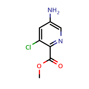 Chemical structure of methyl 5-amino-3-chloropyridine-2-carboxylate , CAS 1256825-20-3, AChemBlock O29989