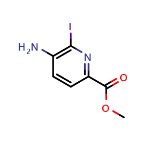 Chemical structure of methyl 5-amino-6-iodopyridine-2-carboxylate , CAS 872355-60-7, AChemBlock O30008