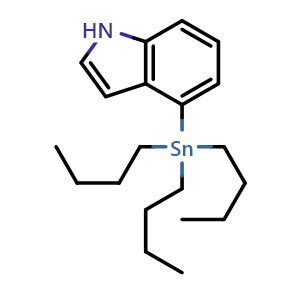 Chemical structure of 4-(tributylstannyl)-1H-indole , CAS 1025745-98-5, AChemBlock O30016