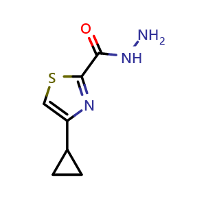 Chemical structure of 4-cyclopropylthiazole-2-carbohydrazide , CAS 1396762-43-8, AChemBlock O30033