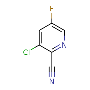 Chemical structure of 3-chloro-5-fluoropyridine-2-carbonitrile , CAS 950670-25-4, AChemBlock O30051