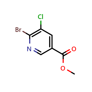 Chemical structure of methyl 6-bromo-5-chloropyridine-3-carboxylate , CAS 78686-80-3, AChemBlock O30060