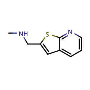 Chemical structure of N-methyl(thieno[2,3-b]pyridin-2-yl)methanamine , CAS 868755-42-4, AChemBlock O30063