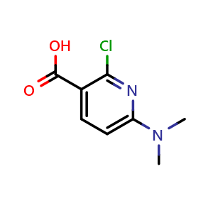 Chemical structure of 2-chloro-6-(dimethylamino)pyridine-3-carboxylic acid , CAS 959577-31-2, AChemBlock O30067