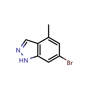 Chemical structure of 6-bromo-4-methyl-1H-indazole , CAS 885520-98-9, AChemBlock O30068