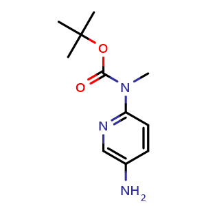 Chemical structure of tert-butyl (5-aminopyridin-2-yl)(methyl)carbamate , CAS 1039055-46-3, AChemBlock O30070