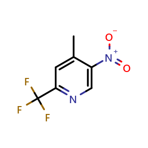 Chemical structure of 2-(trifluoromethyl)-4-methyl-5-nitropyridine , CAS 944317-53-7, AChemBlock O30075