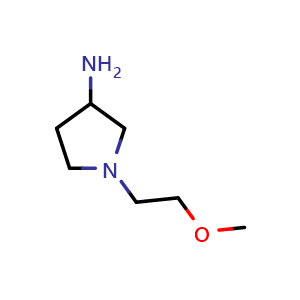 Chemical structure of 1-(2-methoxyethyl)pyrrolidin-3-amine , CAS 1096335-57-7, AChemBlock O30084