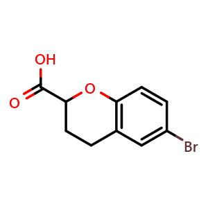 Chemical structure of 6-bromochroman-2-carboxylic acid , CAS 99199-54-9, AChemBlock O30090