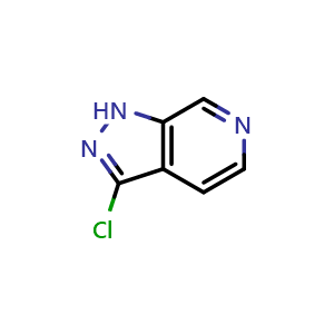 Chemical structure of 3-chloro-1H-pyrazolo[3,4-c]pyridine , CAS 76006-14-9, AChemBlock O30097