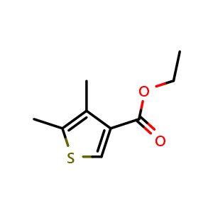 Chemical structure of Ethyl 4,5-dimethylthiophene-3-carboxylate , CAS 19156-44-6, AChemBlock O30103