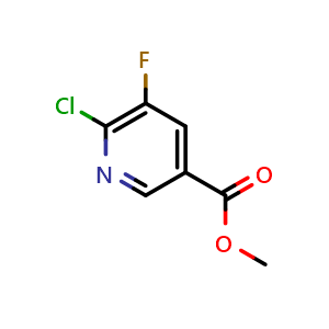 Chemical structure of methyl 6-chloro-5-fluoropyridine-3-carboxylate , CAS 78686-78-9, AChemBlock O30110