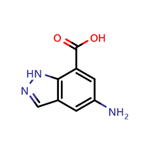 Chemical structure of 5-amino-1H-indazole-7-carboxylic acid , CAS 885272-13-9, AChemBlock O30117