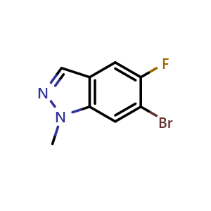 Chemical structure of 6-bromo-5-fluoro-1-methyl-1H-indazole , CAS 1286734-86-8, AChemBlock O30133