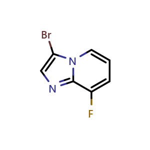 Chemical structure of 3-bromo-8-fluoroH-imidazo[1,2-a]pyridine , CAS 628691-73-6, AChemBlock O30147