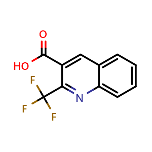 Chemical structure of 2-(trifluoromethyl)quinoline-3-carboxylic acid , CAS 587886-26-8, AChemBlock O30158