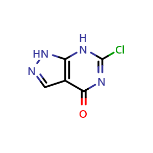 Chemical structure of 6-chloro-1H-pyrazolo[3,4-d]pyrimidin-4(7H)-one , CAS 42754-97-2, AChemBlock O30192