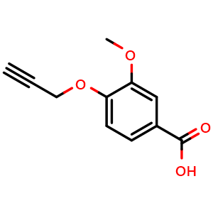 Chemical structure of 3-methoxy-4-(prop-2-ynyloxy)benzoic acid , CAS 85680-64-4, AChemBlock O30213