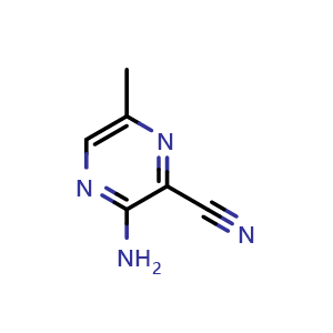 Chemical structure of 3-amino-6-methylpyrazine-2-carbonitrile , CAS 17890-82-3, AChemBlock O30243
