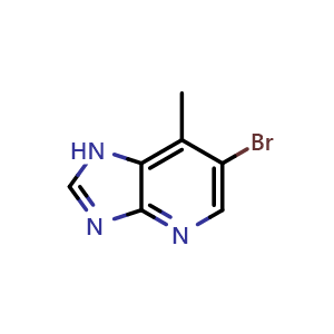 Chemical structure of 6-bromo-7-methyl-1H-imidazo[4,5-b]pyridine , CAS 91996-63-3, AChemBlock O30254