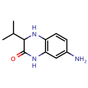 Chemical structure of 7-amino-3,4-dihydro-3-isopropylquinoxalin-2(1H)-one , CAS 860672-30-6, AChemBlock O30256