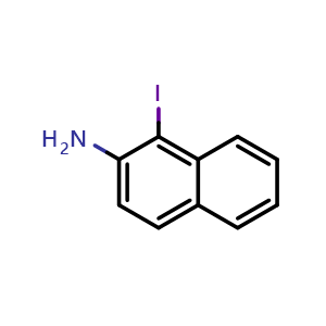 Chemical structure of 1-iodonaphthalen-2-amine , CAS 90016-93-6, AChemBlock O30260