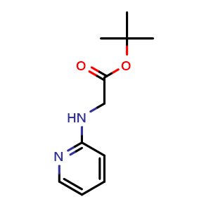 Chemical structure of tert-butyl 2-(pyridin-2-ylamino)acetate , CAS 1207176-12-2, AChemBlock O30266
