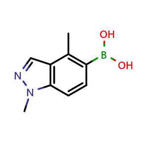 Chemical structure of 1,4-dimethyl-1H-indazol-5-yl-5-boronic acid , CAS 1310405-36-7, AChemBlock O30267