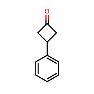 Chemical structure of 3-phenylcyclobutanone , CAS 52784-31-3, AChemBlock O30293