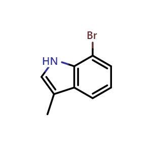 Chemical structure of 7-bromo-3-methyl-1H-indole , CAS 86915-22-2, AChemBlock O30302