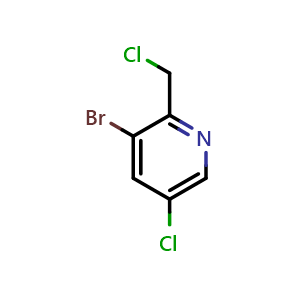 Chemical structure of 3-bromo-5-chloro-2-(chloromethyl)pyridine , CAS 1227588-54-6, AChemBlock O30311