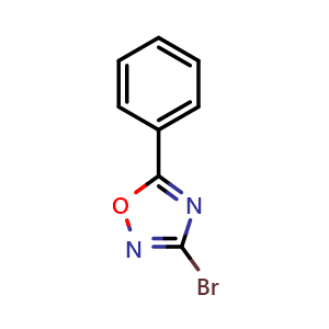 Chemical structure of 3-bromo-5-phenyl-1,2,4-oxadiazole , CAS 23432-94-2, AChemBlock O30312