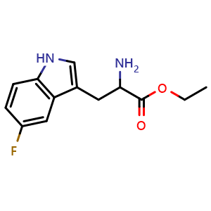 Chemical structure of ethyl 2-amino-3-(5-fluoro-1H-indol-3-yl)propanoate , CAS 154170-01-1, AChemBlock O30322