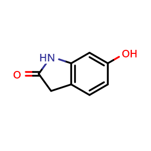 Chemical structure of 6-hydroxyindolin-2-one , CAS 6855-48-7, AChemBlock O30335