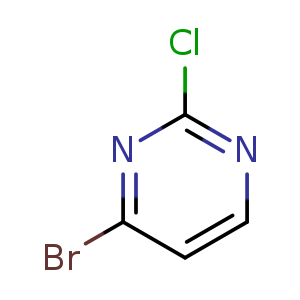Chemical structure of 4-bromo-2-chloropyrimidine , CAS 885702-34-1, AChemBlock O30345