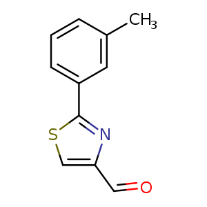 Chemical structure of 2-m-tolylthiazole-4-carbaldehyde , CAS 92422-79-2, AChemBlock O30367